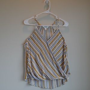Market & Spruce Mac Surplice Top Yellow Multi Size Medium Petite Stripes Retro